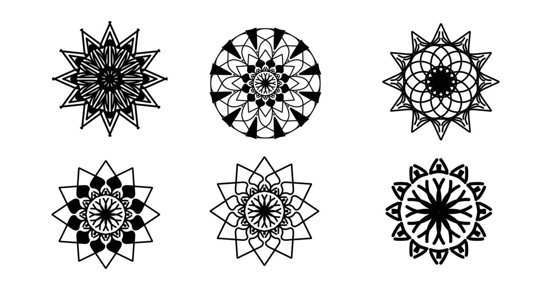 Set mandala, Black mandala, luxury ornamental mandala design background,mandala design,Mandala pattern Coloring book Art wallpaper design, tile pattern,Black and White mandala,Islam, Arabic, Indian vector