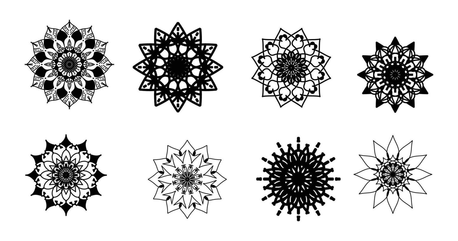 Set mandala, Black mandala, luxury ornamental mandala design background,mandala design,Mandala pattern Coloring book Art wallpaper design, tile pattern,Black and White mandala,Islam, Arabic, Indian vector