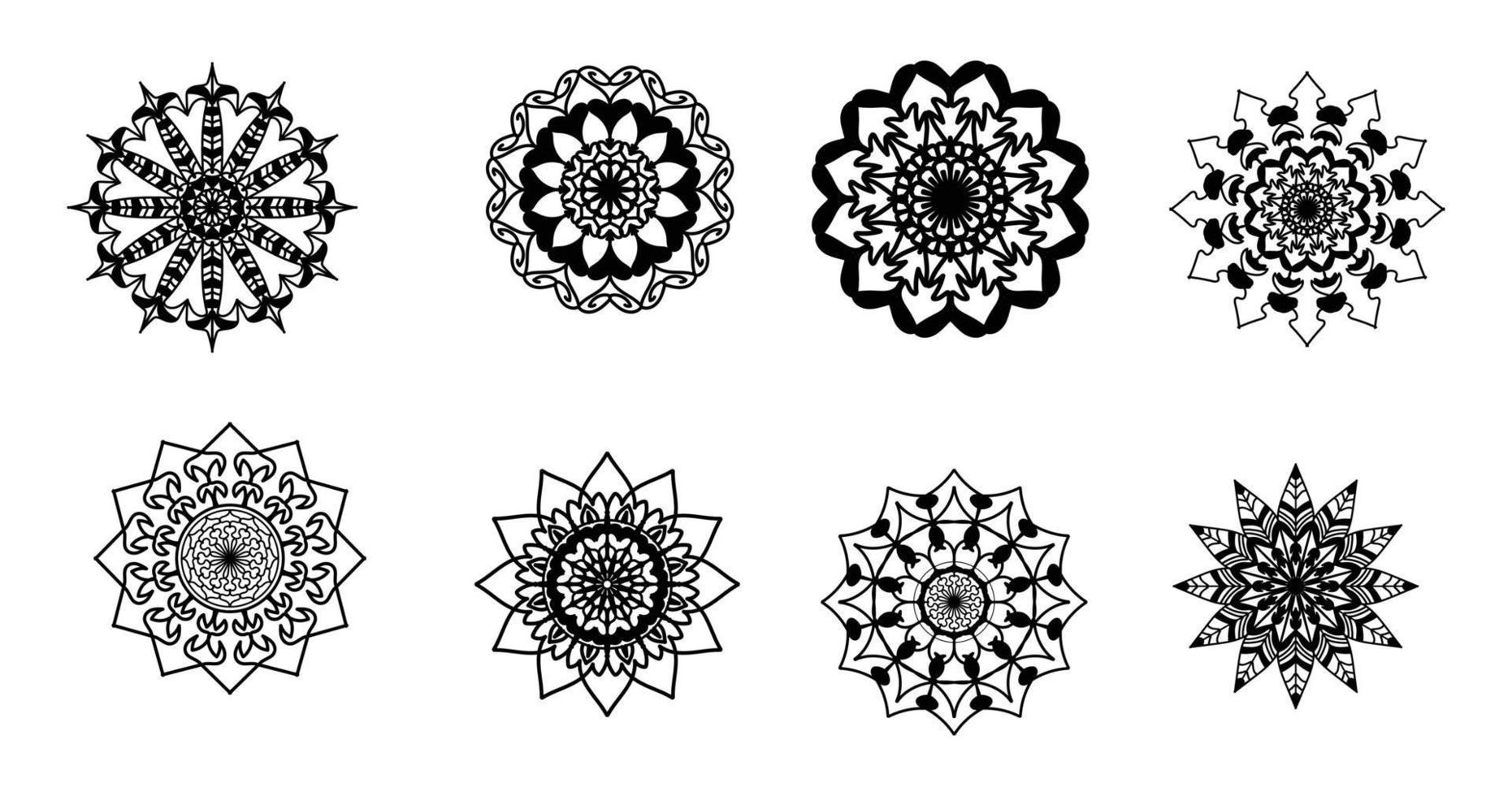 Set mandala, Black mandala, luxury ornamental mandala design background,mandala design,Mandala pattern Coloring book Art wallpaper design, tile pattern,Black and White mandala,Islam, Arabic, Indian vector