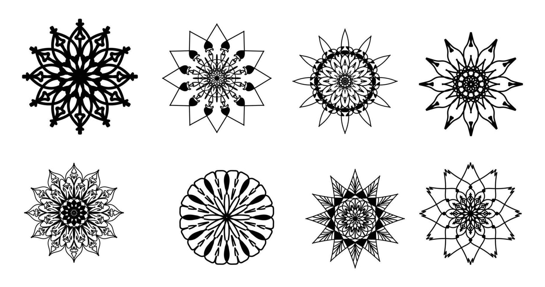 Set mandala, Black mandala, luxury ornamental mandala design background,mandala design,Mandala pattern Coloring book Art wallpaper design, tile pattern,Black and White mandala,Islam, Arabic, Indian vector