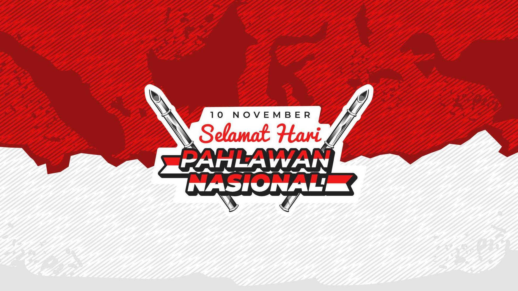 Hari Pahlawan Nasional or Indonesian National Heroes Day with Indonesian Map Background vector