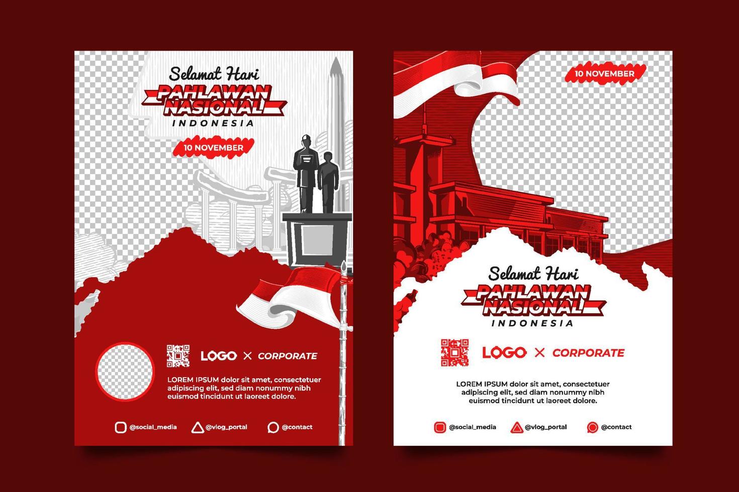 Hari Pahlawan Nasional or Indonesian National Heroes Day Flyer Template vector