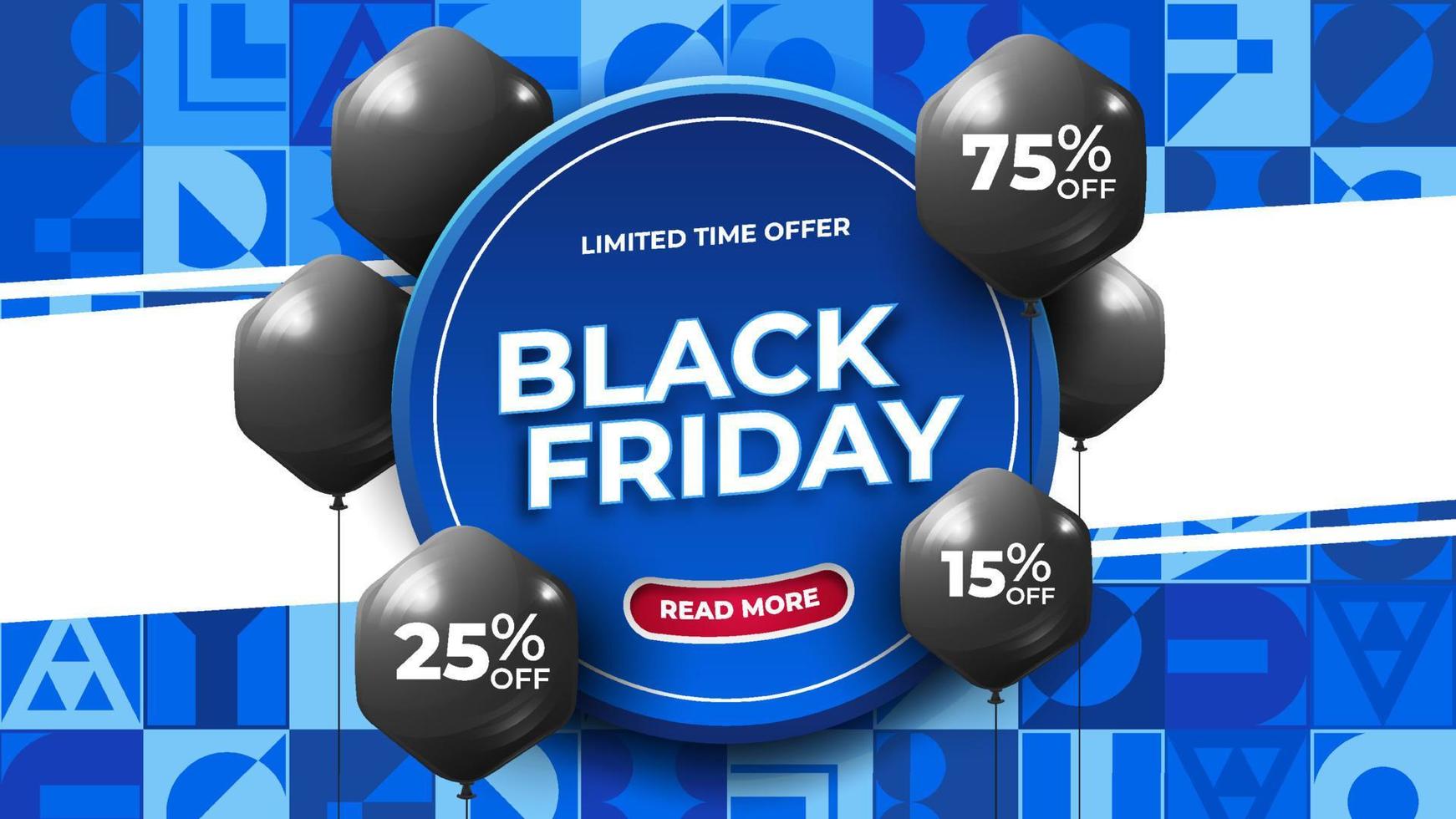 Black Friday Banner on Blue Abstract Ornament Background vector