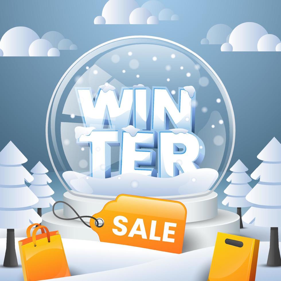 Winter Sale in Crystal Snowball vector