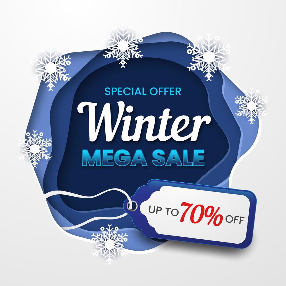 Winter Mega Sale with Paper Cut Style vector