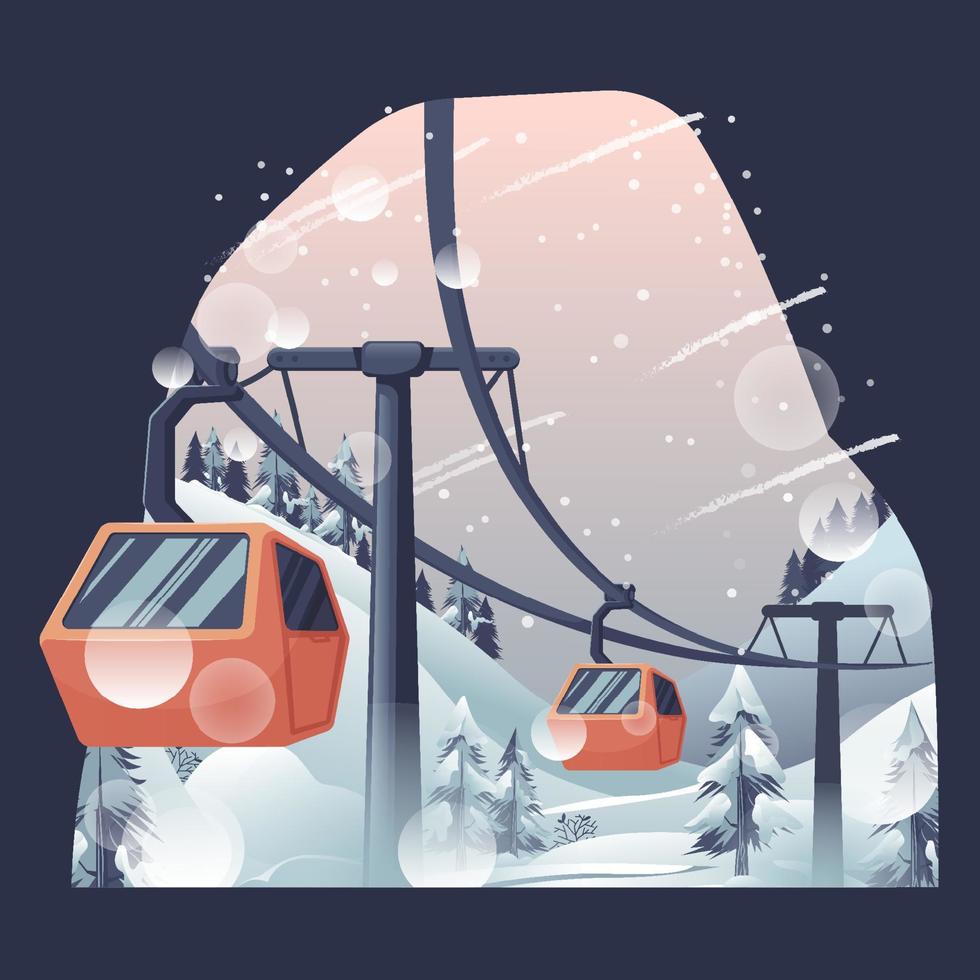 ilustración de teleférico de invierno vector
