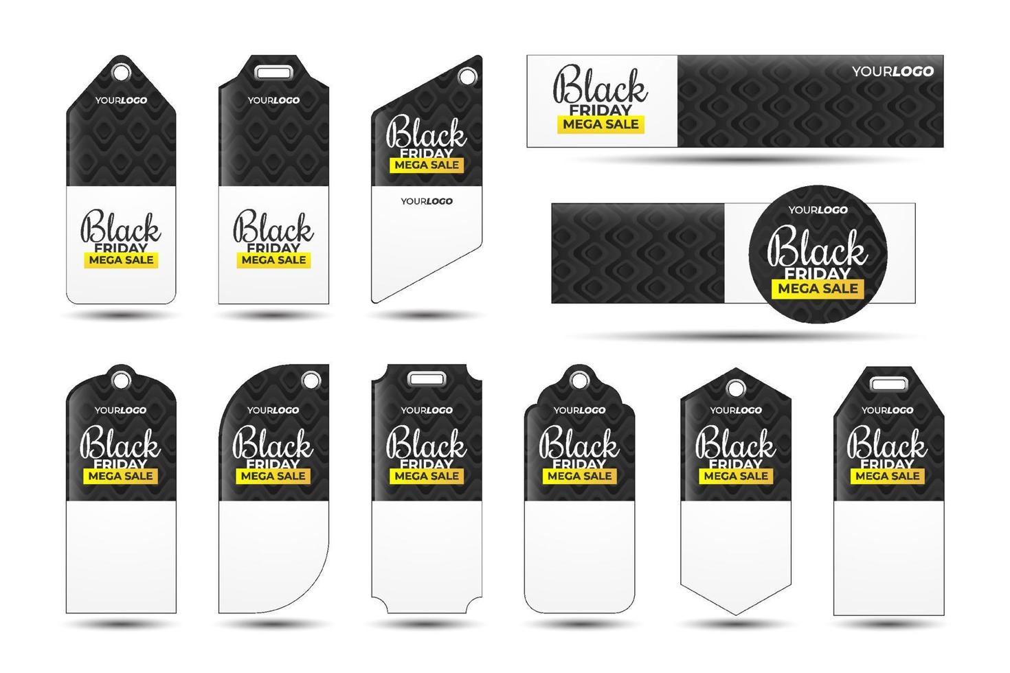 Black Friday Price Tag with Black Abstract Pattern Collection vector