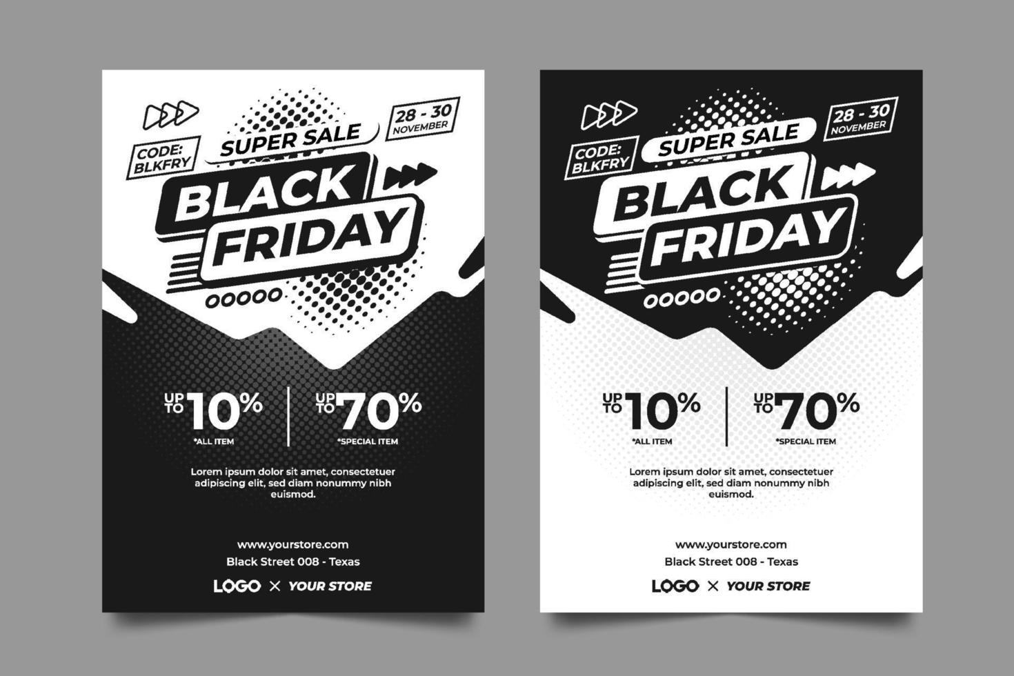 Black Friday Super Sale Black and White Flyer Template vector