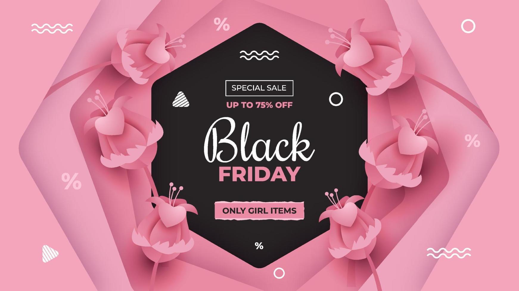 Special Sale Banner in Pink Paper Cut Style Background vector