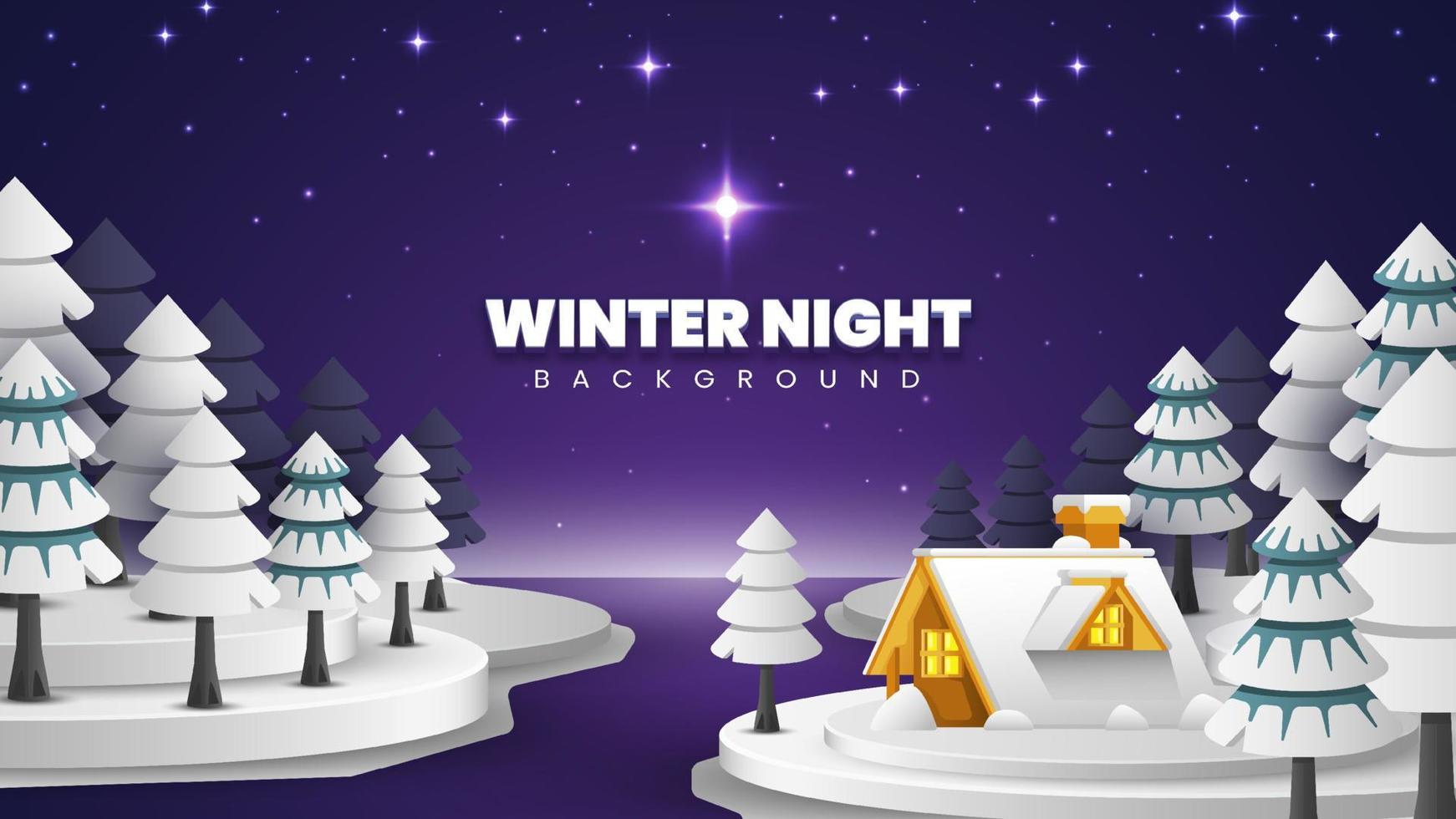 Winter Night Landscape Background vector