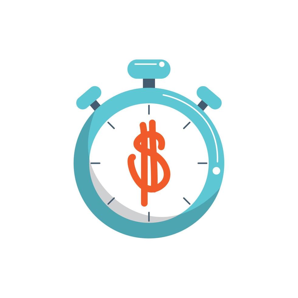 money business financial stopwatch timer color tone and fill vector