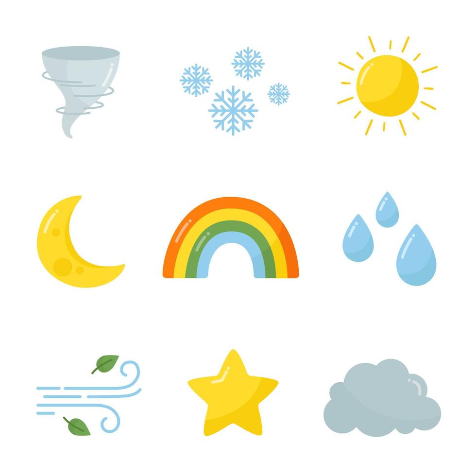 Cute weather icons set. vector