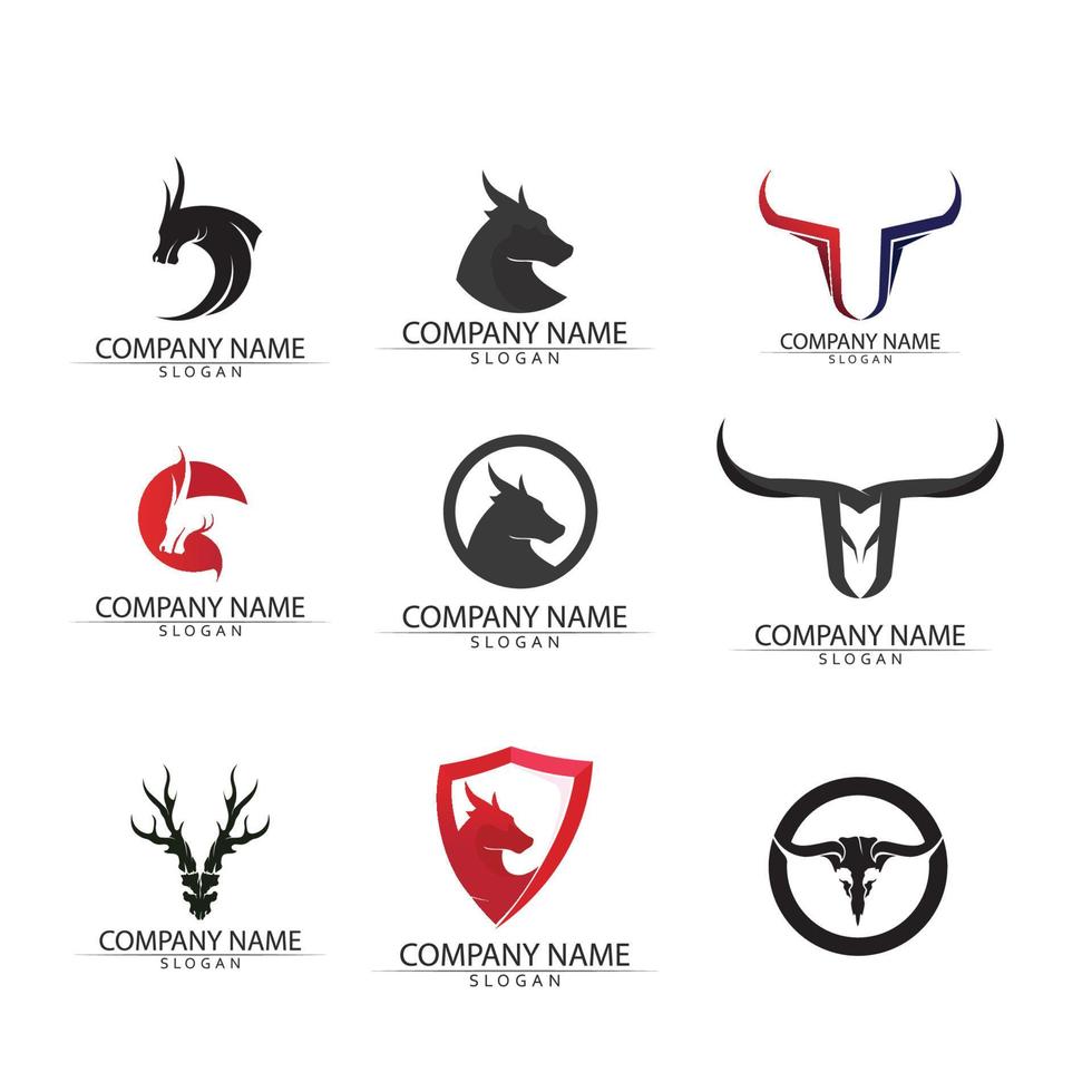 Bull horn logo and symbol template icons app vector