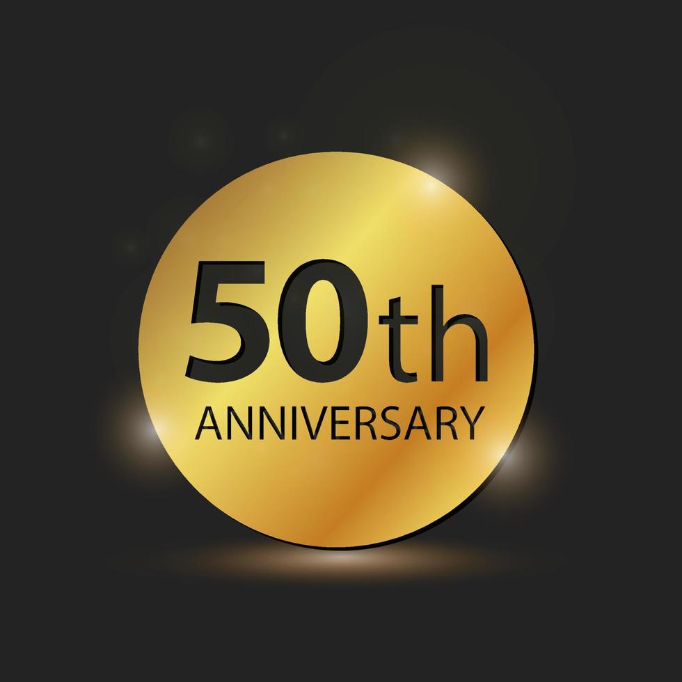 Gold circle plate Elegant logo 50th year anniversary celebration vector