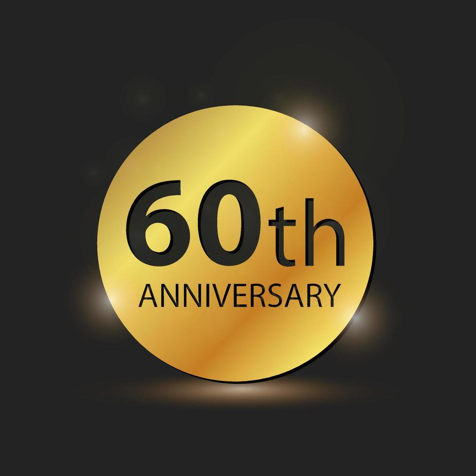 Gold circle plate Elegant logo 60th year anniversary celebration vector