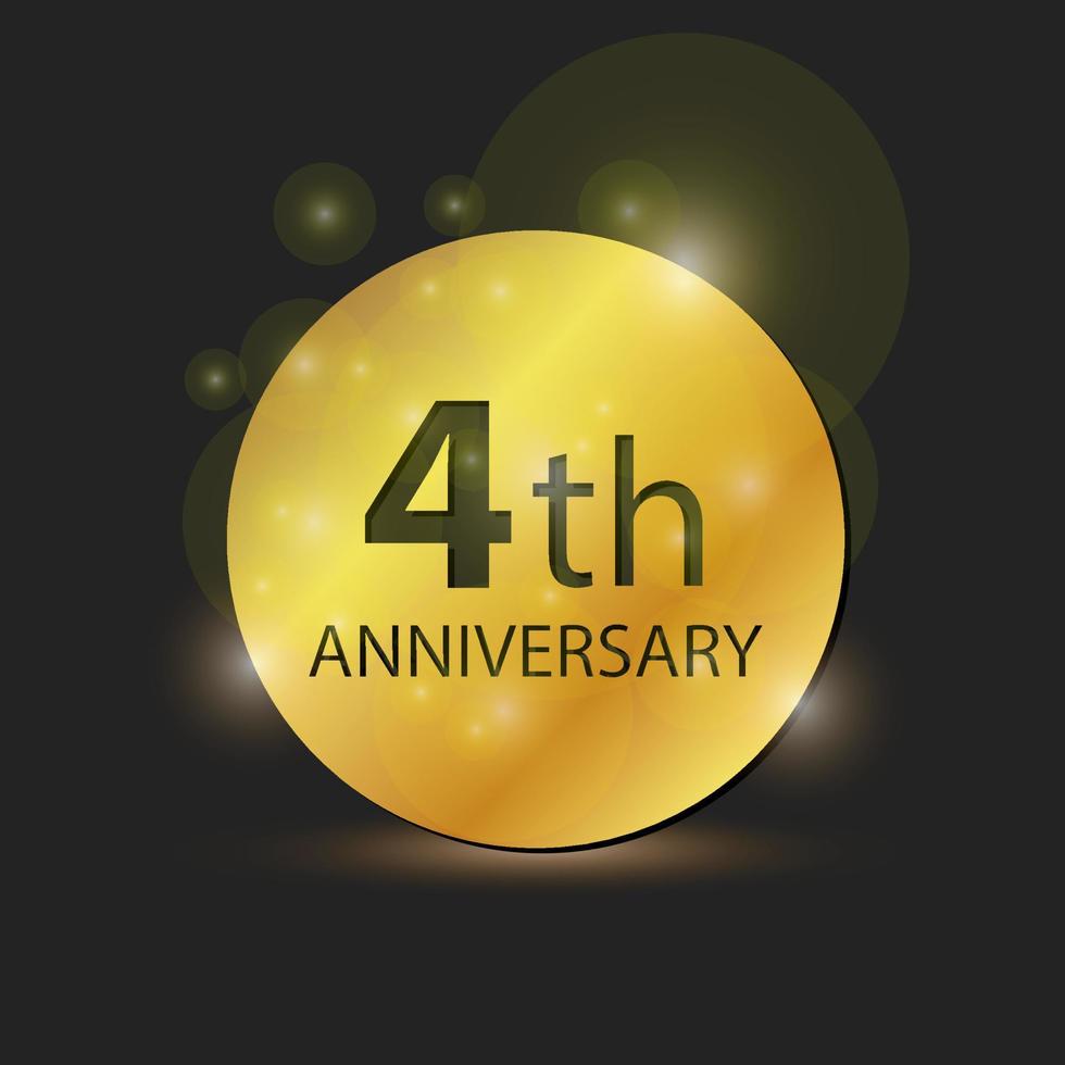 Gold circle plate Elegant logo 4th year anniversary celebration vector