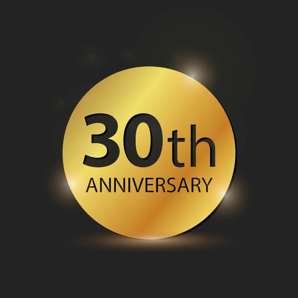 Gold circle plate Elegant logo 30th year anniversary celebration vector