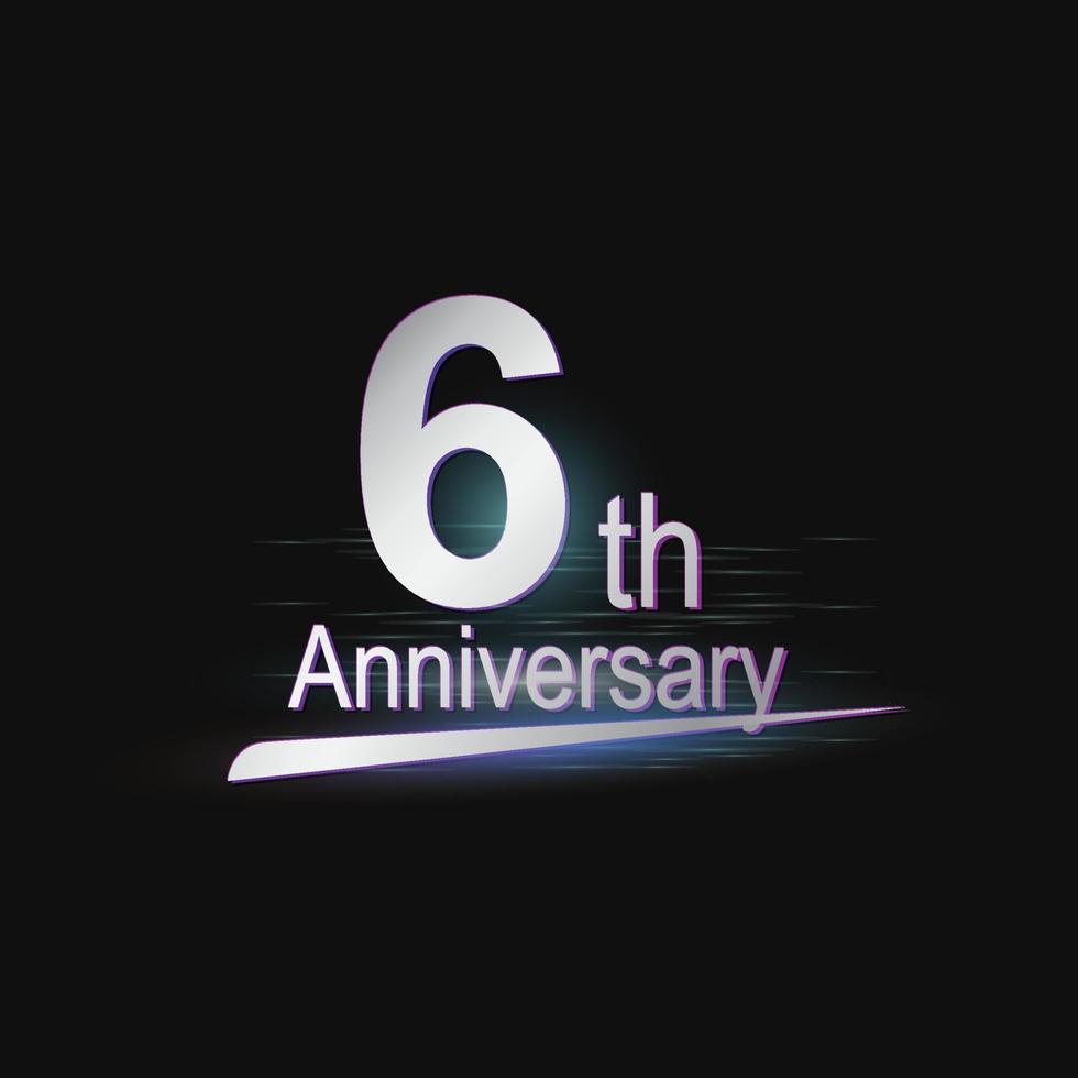 logotipo moderno de celebración de aniversario de sexto año de plata vector