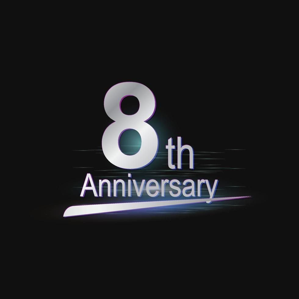 logotipo moderno de celebración de aniversario de 8 años de plata vector