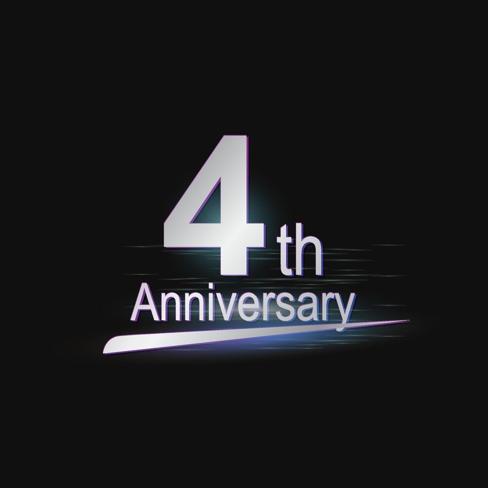 Silver 4th year anniversary celebration Modern logo vector