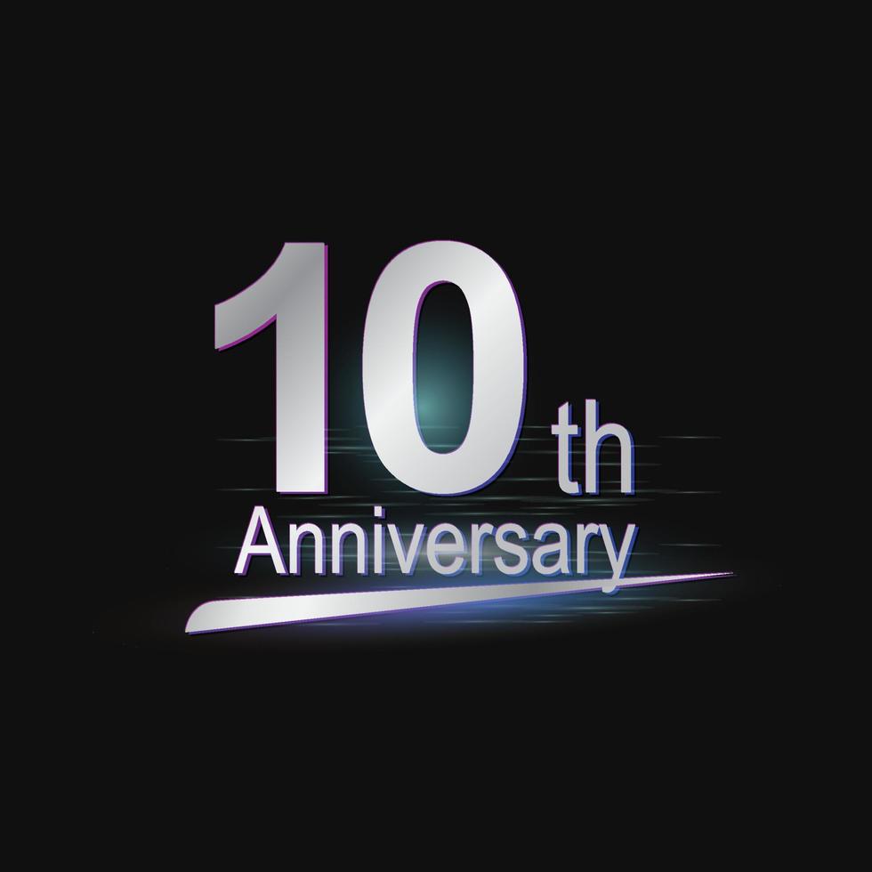 Silver 10th year anniversary celebration Modern logo vector