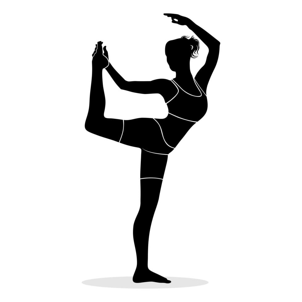 Silhouette of woman posing for yoga meditation. Vector silhouette illustration