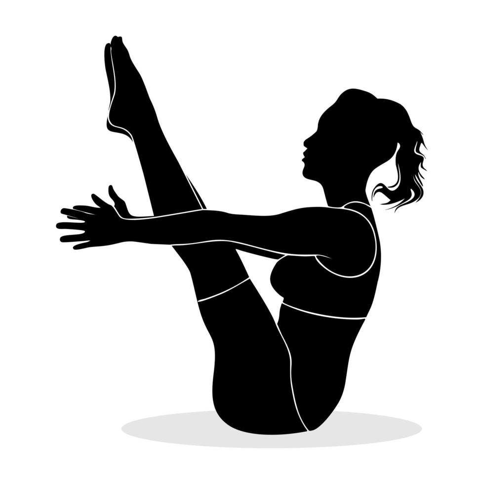 Sporty woman exercising meditation yoga. Vector illustration