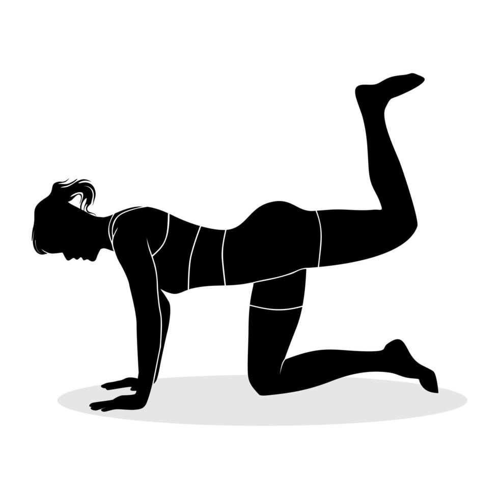 chica posando yoga meditación deporte. ilustración de silueta vectorial vector