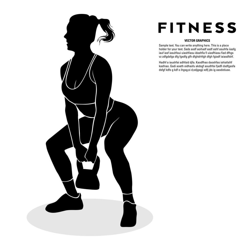 Sporty woman lifting weights. Vector silhouette illustration