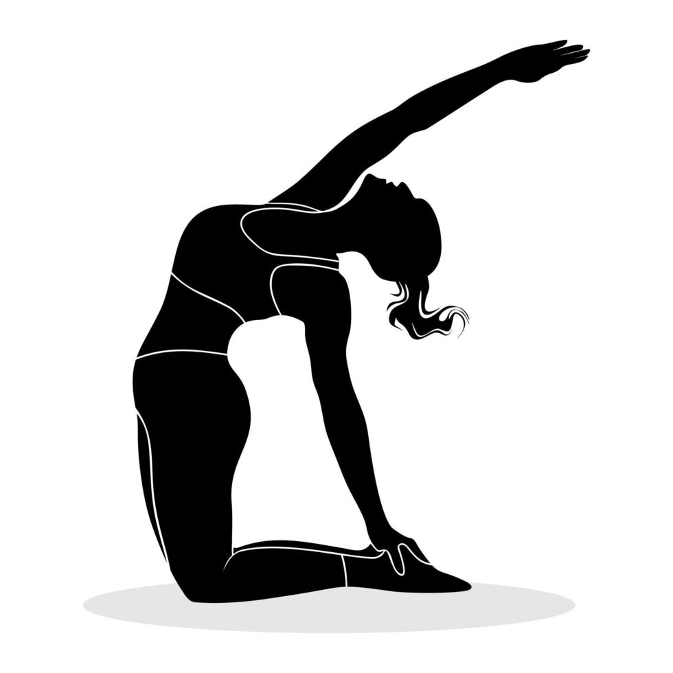 pose de una mujer practicando yoga. ilustración de silueta vectorial vector