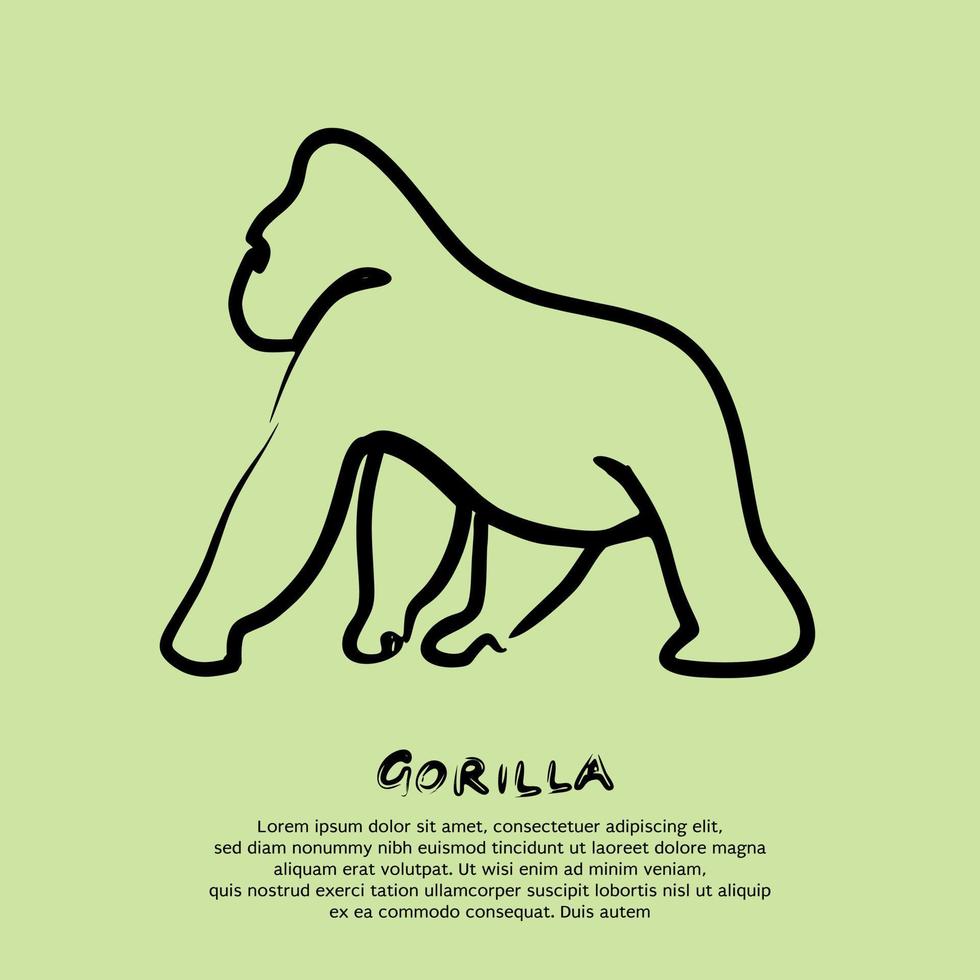 dibujo lineal minimalista de un gorila. ilustración vectorial vector