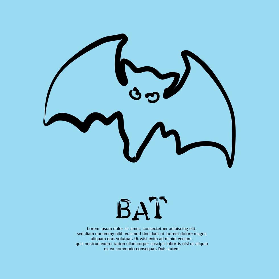 Minimalist abstract bat hand drawing. Vector illustration