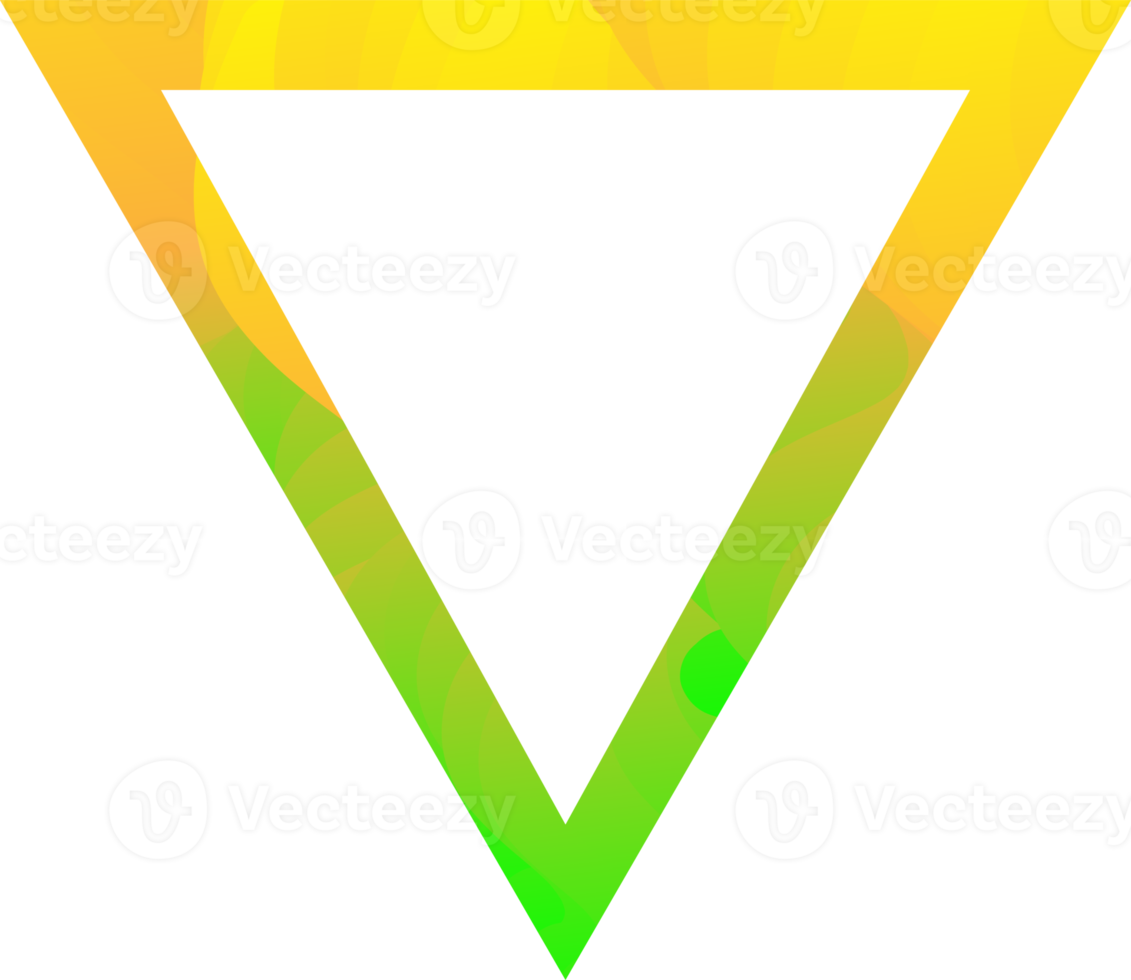 Decorative triangle frame with green yellow gradient. Transparent geometric shape png. png