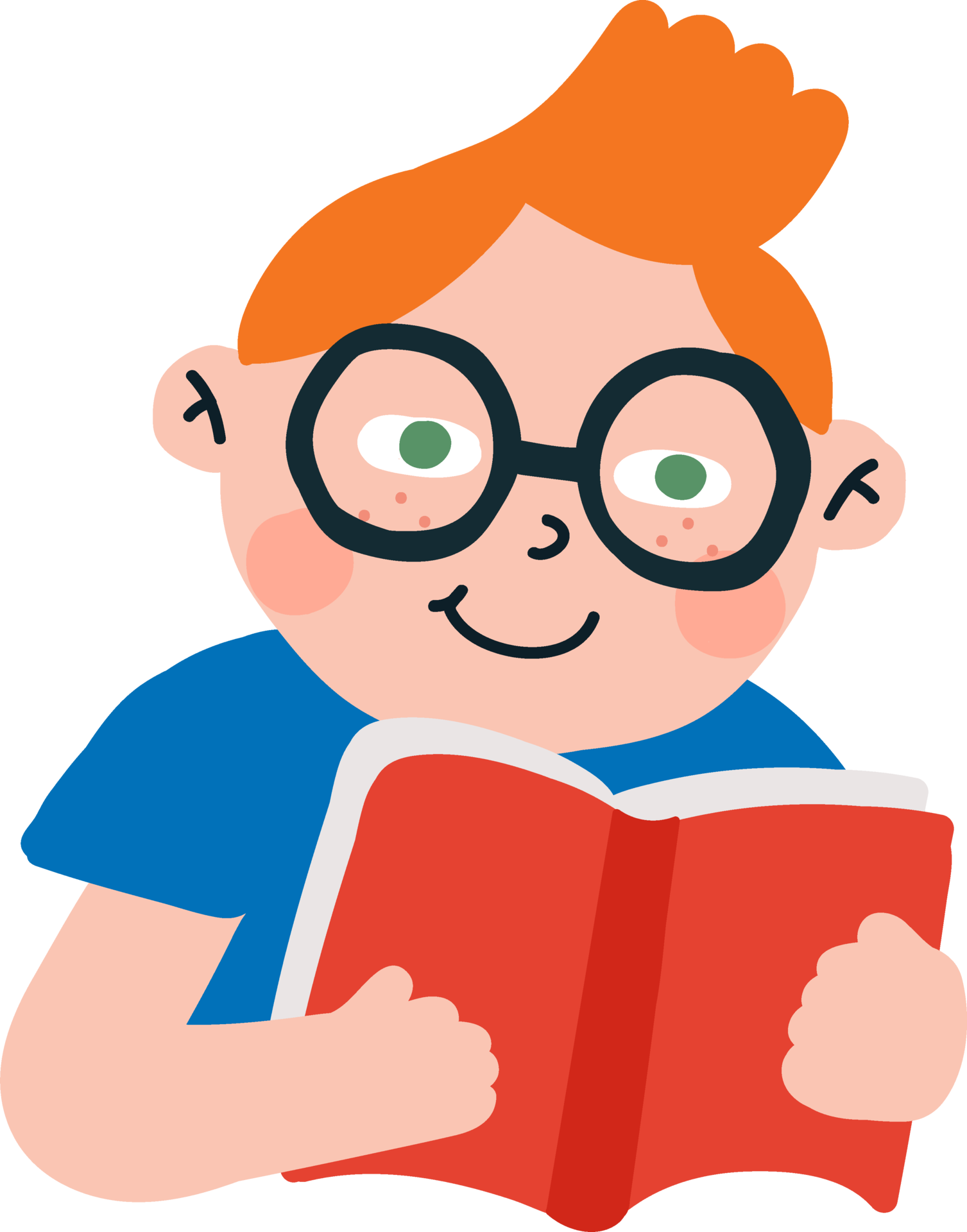 Free red hair boy green eyes reading book 13643331 PNG with Transparent  Background