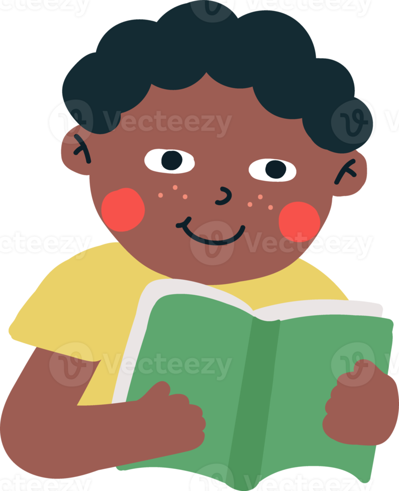 black hair boy black eyes dark skin reading book png