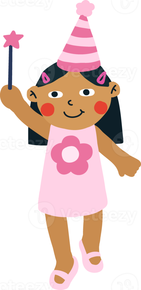 black hair girl black eyes brown skin pink princess dress png