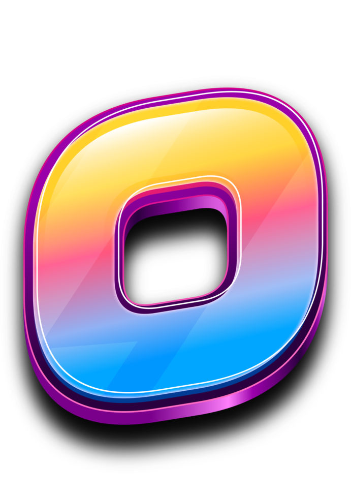 numéro 0 coloré en effet de texte de style 3d png