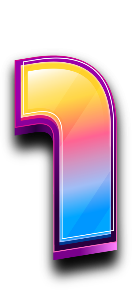 Colorfull Number 1 in 3D Style Text Effect png