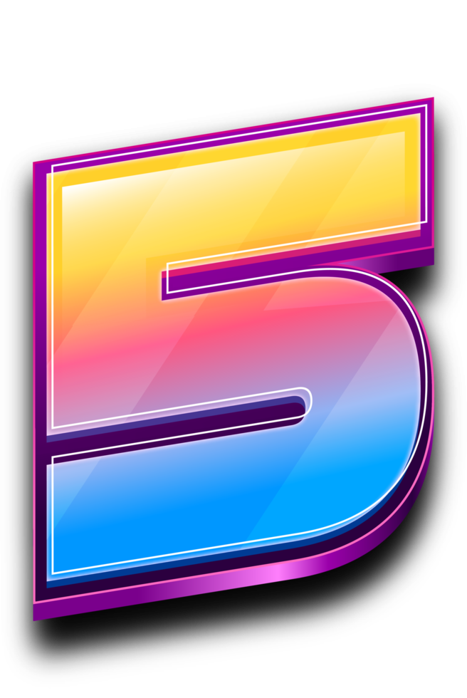 Colorfull Number 5 in 3D Style Text Effect png