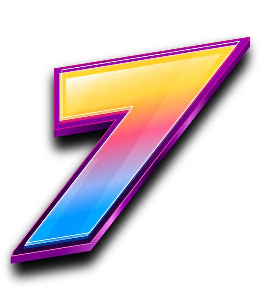 Colorfull Number 7 in 3D Style Text Effect png