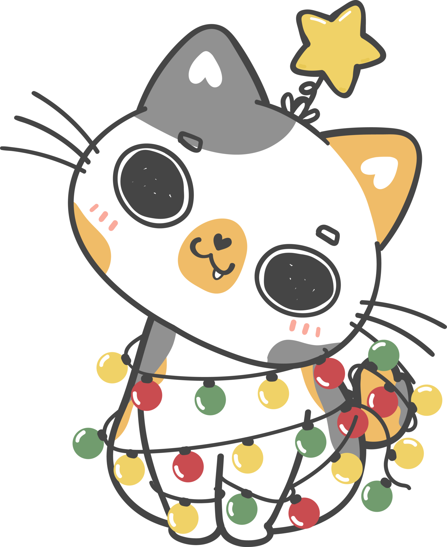 cute Christmas cat tree cartoon doodle hand drawing 13643591 PNG