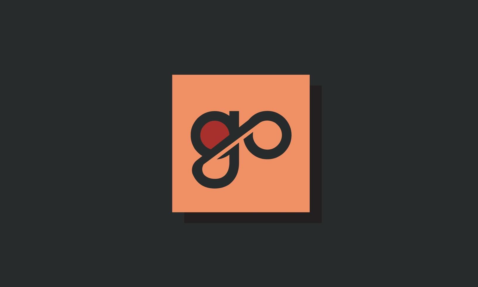 Alphabet letters Initials Monogram logo GO, OG, G and O vector
