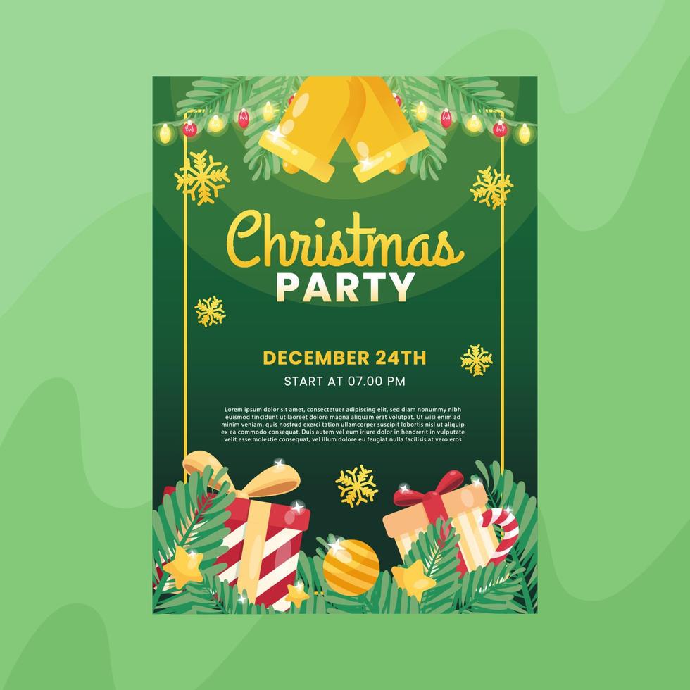 Christmas Party Poster with Gifts and Wreaths vector