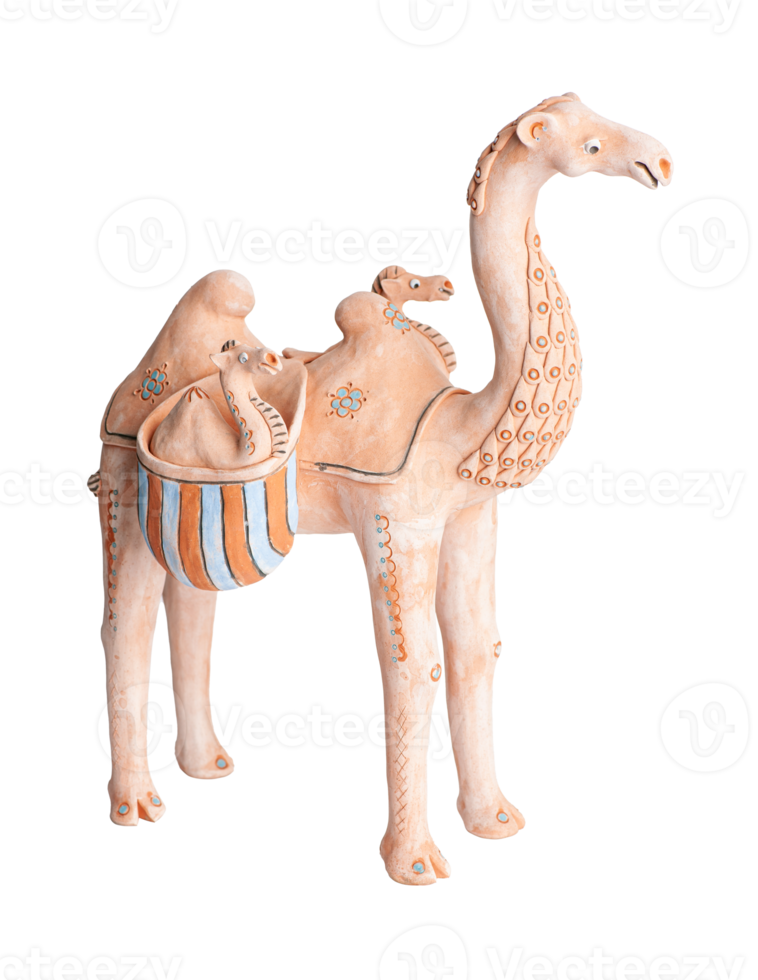 A camel, clay oriental souvenir on a white background png