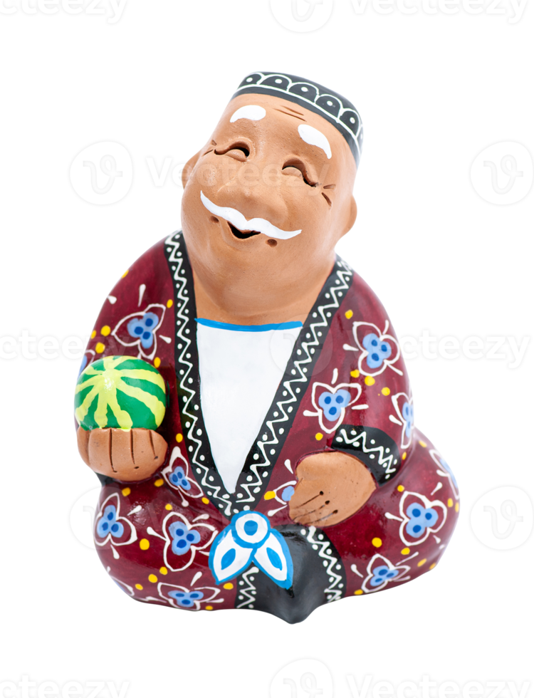 A grand father, clay oriental souvenir on a white background png