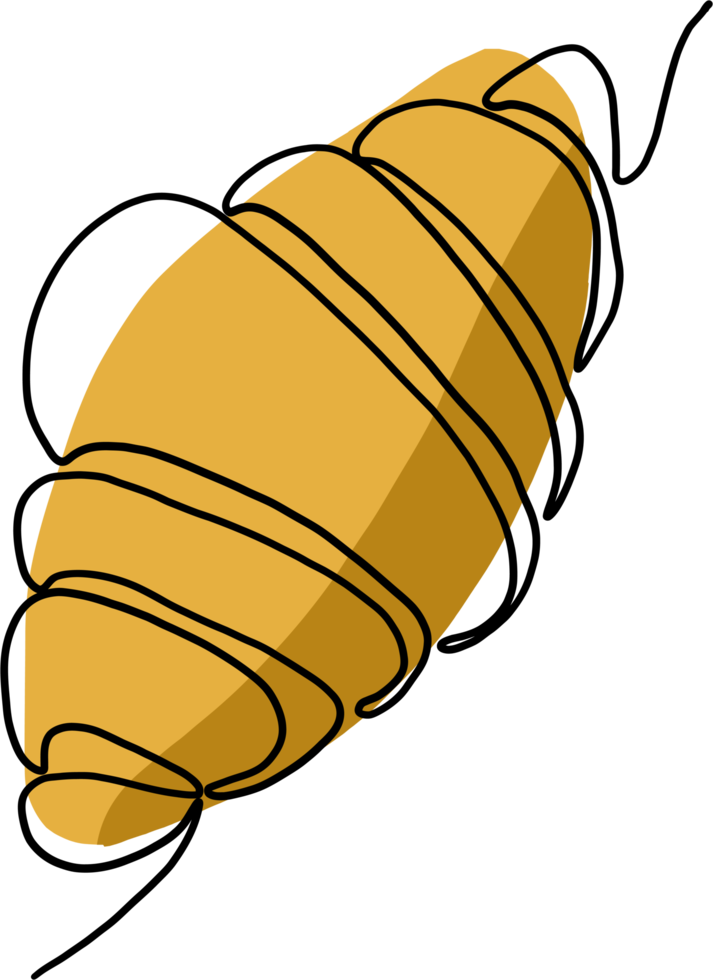 simplicity croissant bread freehand continuous line drawing png