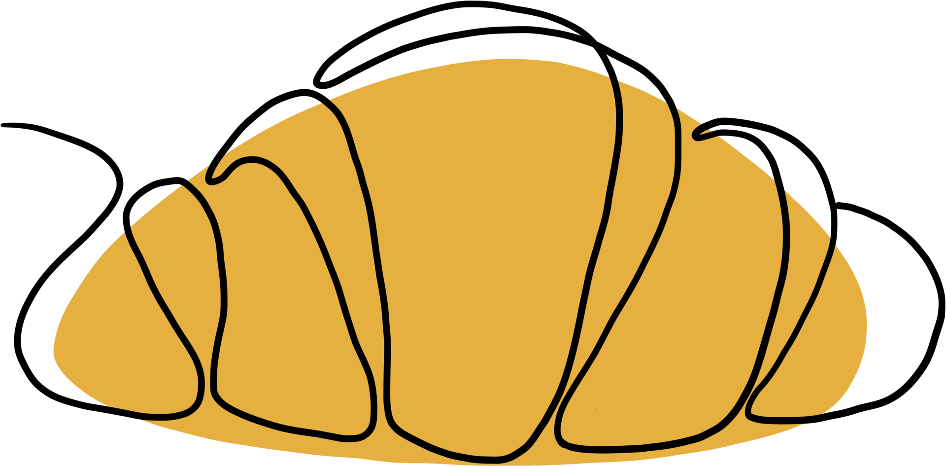simplicity croissant bread freehand continuous line drawing png