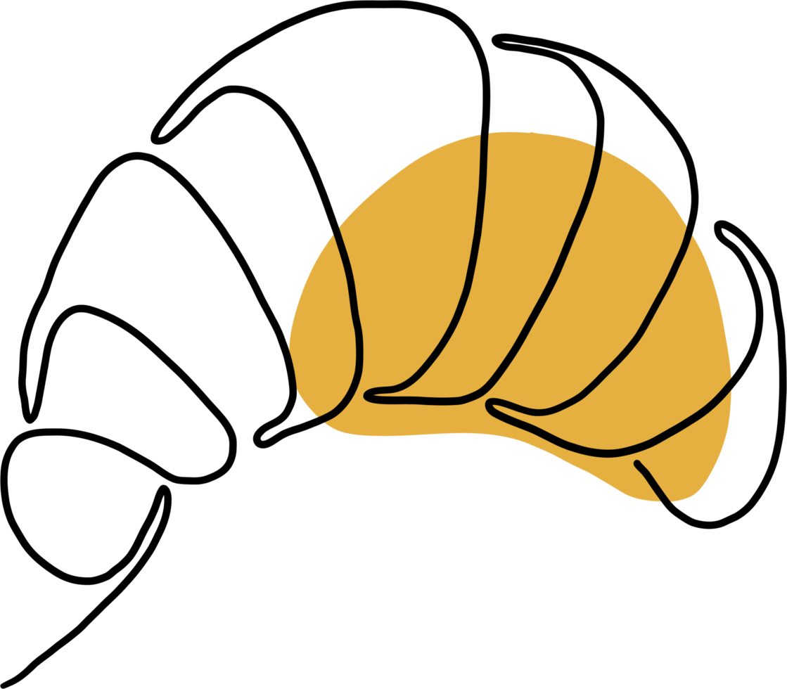 simplicity croissant bread freehand continuous line drawing png