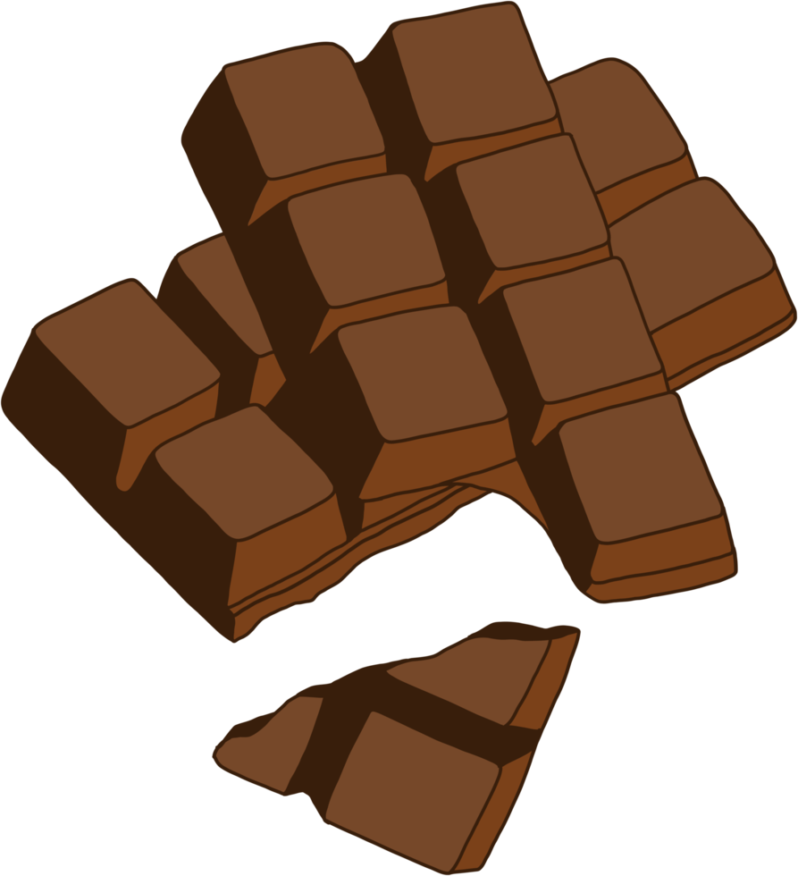 doodling freehand outline sketch drawing of a chocolate bar. png