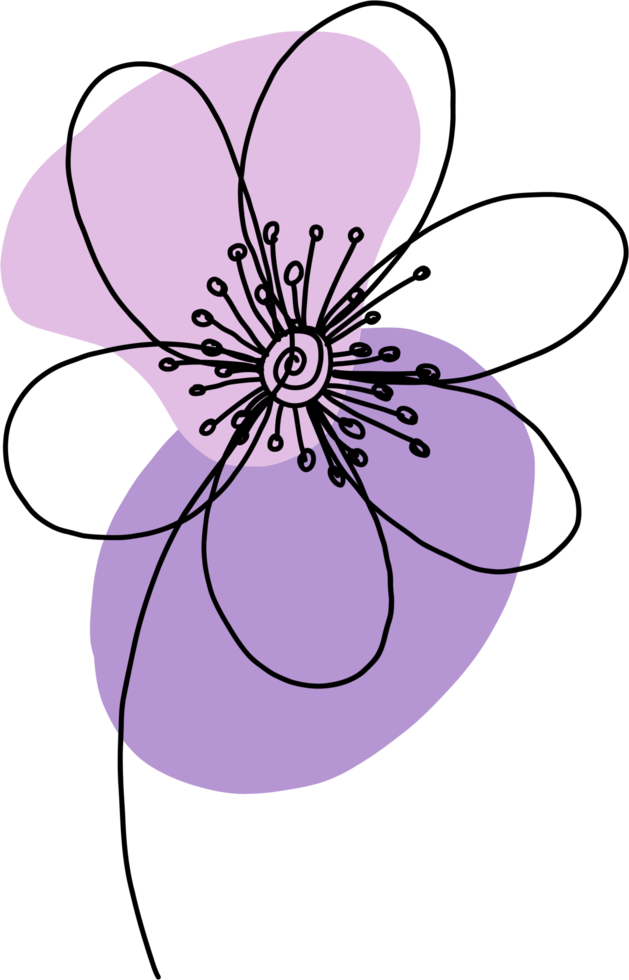 enkelhet blomma freehand kontinuerlig linje teckning png